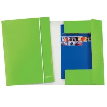 Cartella 3 lembi con elastico WOW - 25 x 35 cm - dorso variabile - cartoncino plastificato - verde lime - Leitz