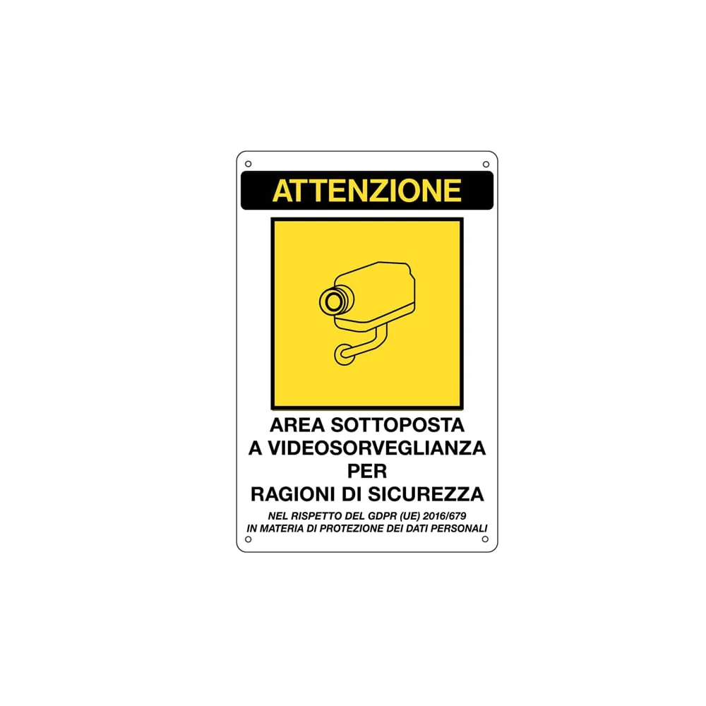 Cartello adesivo - AREA SOTTOPOSTA A VIDEOSORVEGLIANZAâ€¦ - 20 x 30 cm - Markin
