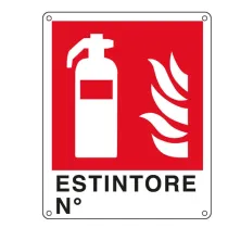 Cartello segnalatore -  25x31 cm - ESTINTORE NÂ° - alluminio - Cartelli Segnalatori