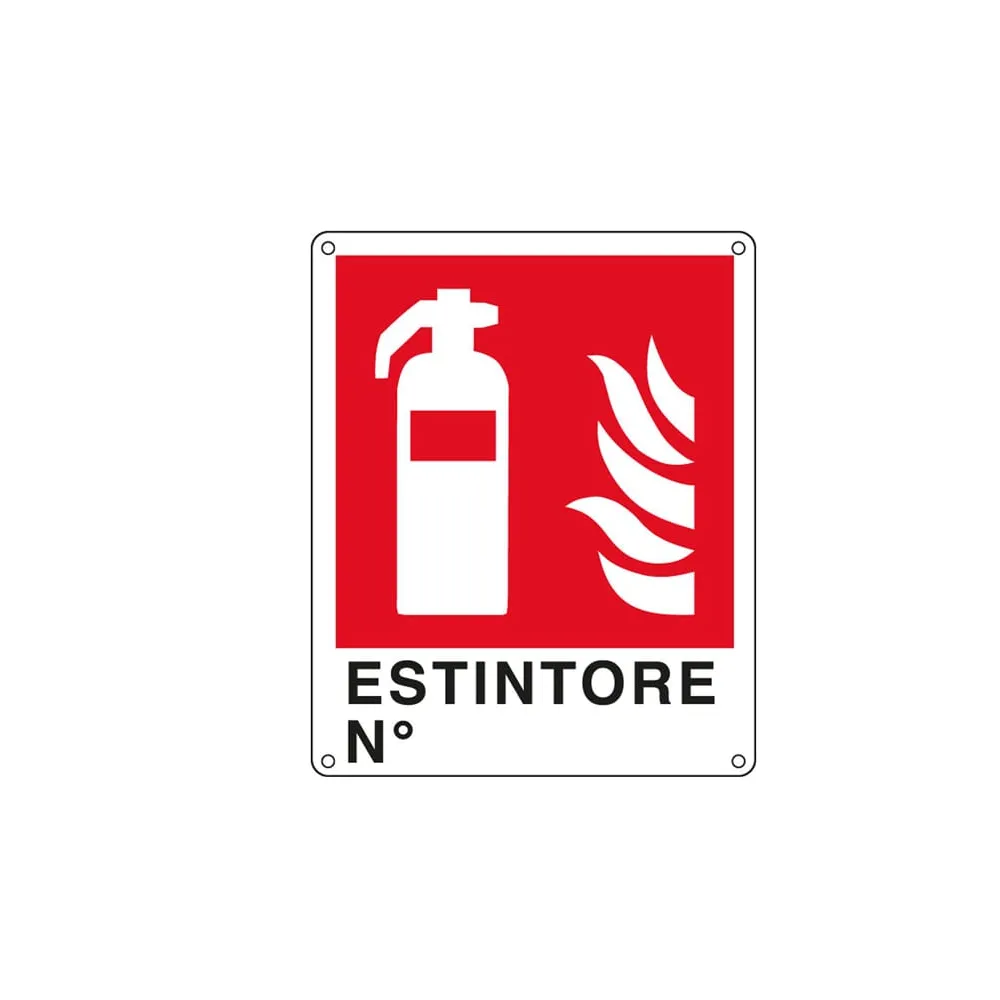 Cartello segnalatore -  25x31 cm - ESTINTORE NÂ° - alluminio - Cartelli Segnalatori