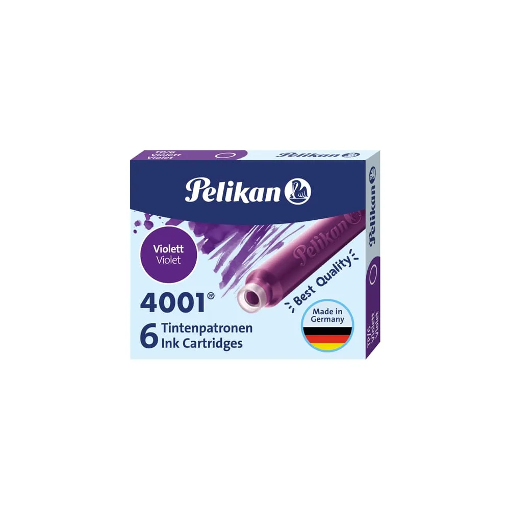 Cartucce inchiostro 4001 (TP/6) - lunghezza 39mm - viola - Pelikan - scatola 6 cartucce