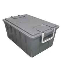 Cassa multiuso - con coperchio e manici - 58 x 38 x 26 cm - 40 L - PP - grigio scuro/grigio chiaro - Mobil Plastic