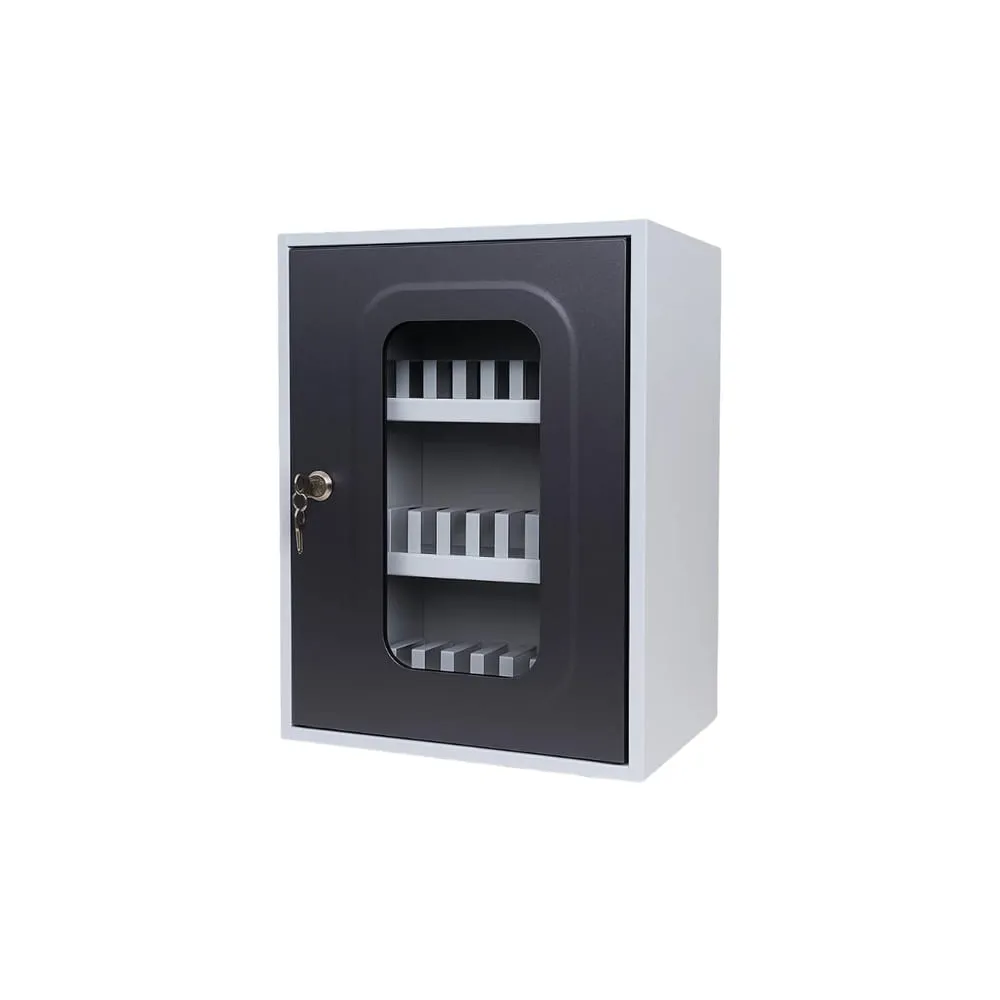 Cassetta portacellulare con anta trasparente - 30 posti - 30 x 23 x 40 cm - grigio - Metalplus