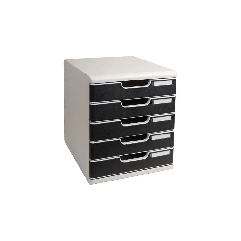 Cassettiera Modulo A4 - 28,8 x 32 x 35 cm - 5 cassetti - grigio/nero - Exacompta