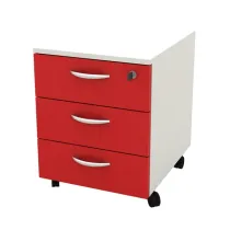 Cassettiera Rainbow - 3 cassetti - con ruote - 41 x 50 x 52,2 cm - bianco/rosso