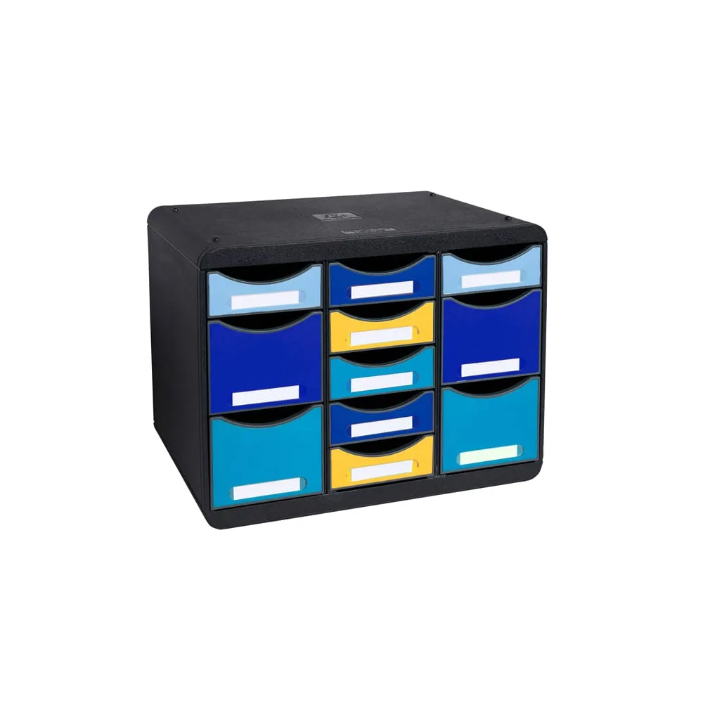Cassettiera Store-Box Multi Bee Blue - 11 cassetti - nero/multicolore - Exacompta