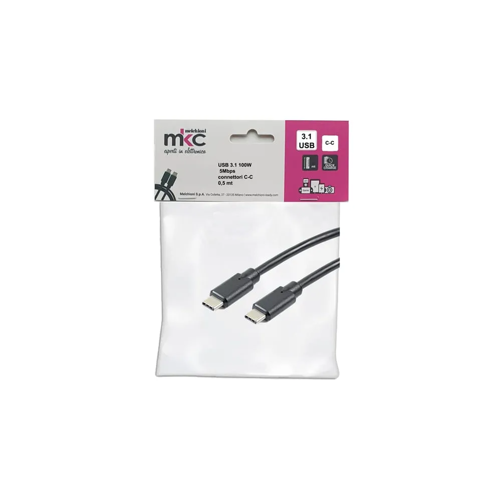 Cavo USB - 3.0 C/C - 100W - 5Mbps - 0,5 mt - MKC Melchioni