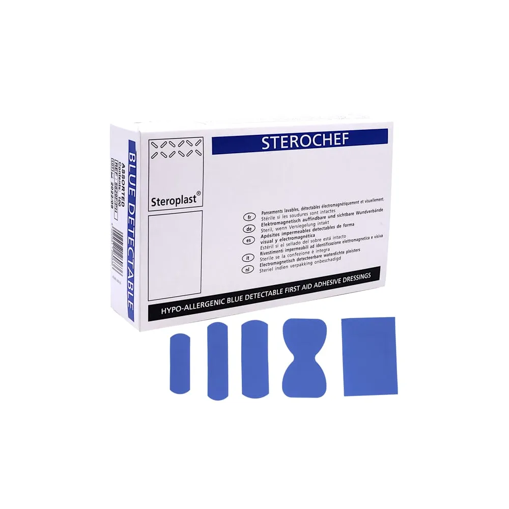 Cerotti detectabili - sterili - 5 misure assortite - blu - conf. 100 pezzi - PVS