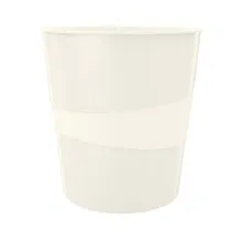 Cestino gettacarte WOW - altezza 32,4 cm - diametro 29 cm - 15 L - bianco metallizzato - Leitz