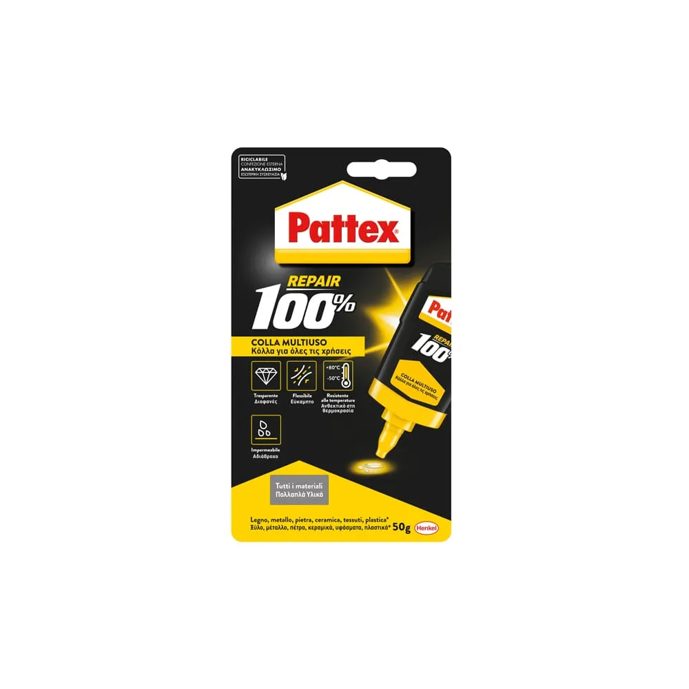 Colla universale Pattex Repair 100% colla - 50 gr - trasparente - Pattex
