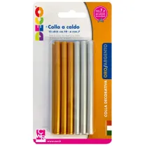 Colle stick per pistole -  oro e argento - Ã¸ 7mm - lunghezza 10 cm - Deco - conf. 12 pezzi