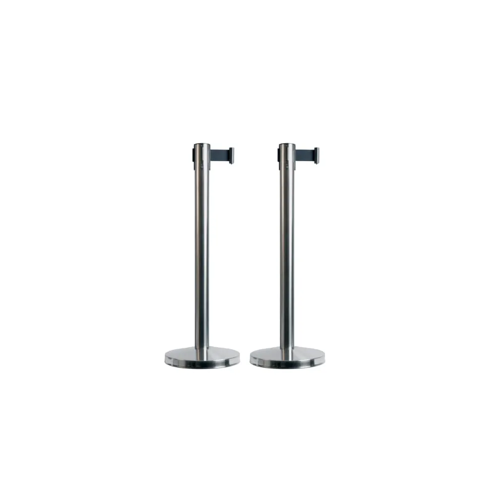 Colonnine segnapercorso Budget Retractable - altezza 88 cm - nastro nero da 210 cm - Securit - set 2 pezzi