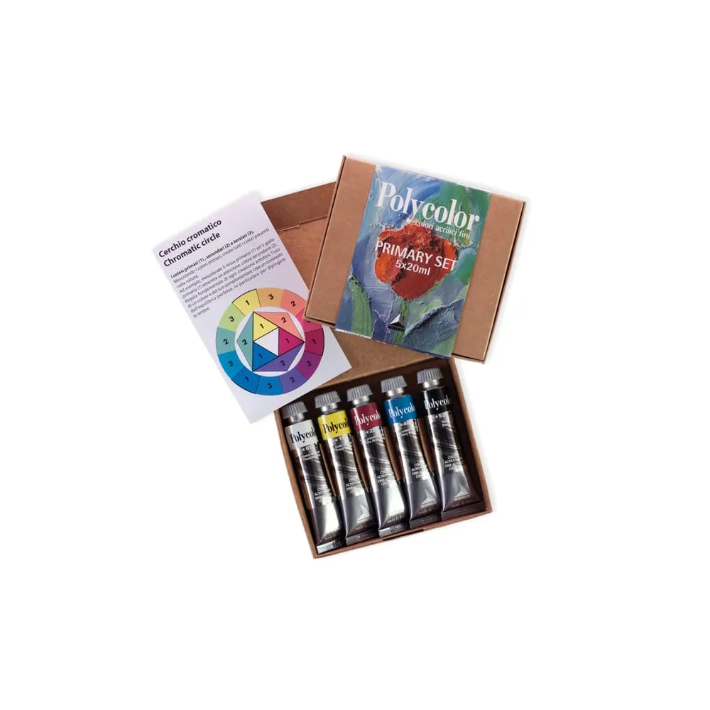 Colori vinilici Polycolor Primary Set - 20 ml - colori primari (nero, bianco inclusi) - Maimeri - set 5 pezzi
