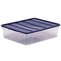 Contenitore multiuso Bankers Box - 32 x 40 x 11 cm - 12 L - PP - con coperchio blu - trasparente - Fellowes