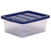 Contenitore multiuso Bankers Box - 32 x 40 x 17 cm - 15 L - PP - con coperchio blu - trasparente - Fellowes