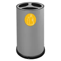 Contenitore tondo per raccolta differenziata - 3 scomparti - 100 L - acciaio - Stilcasa