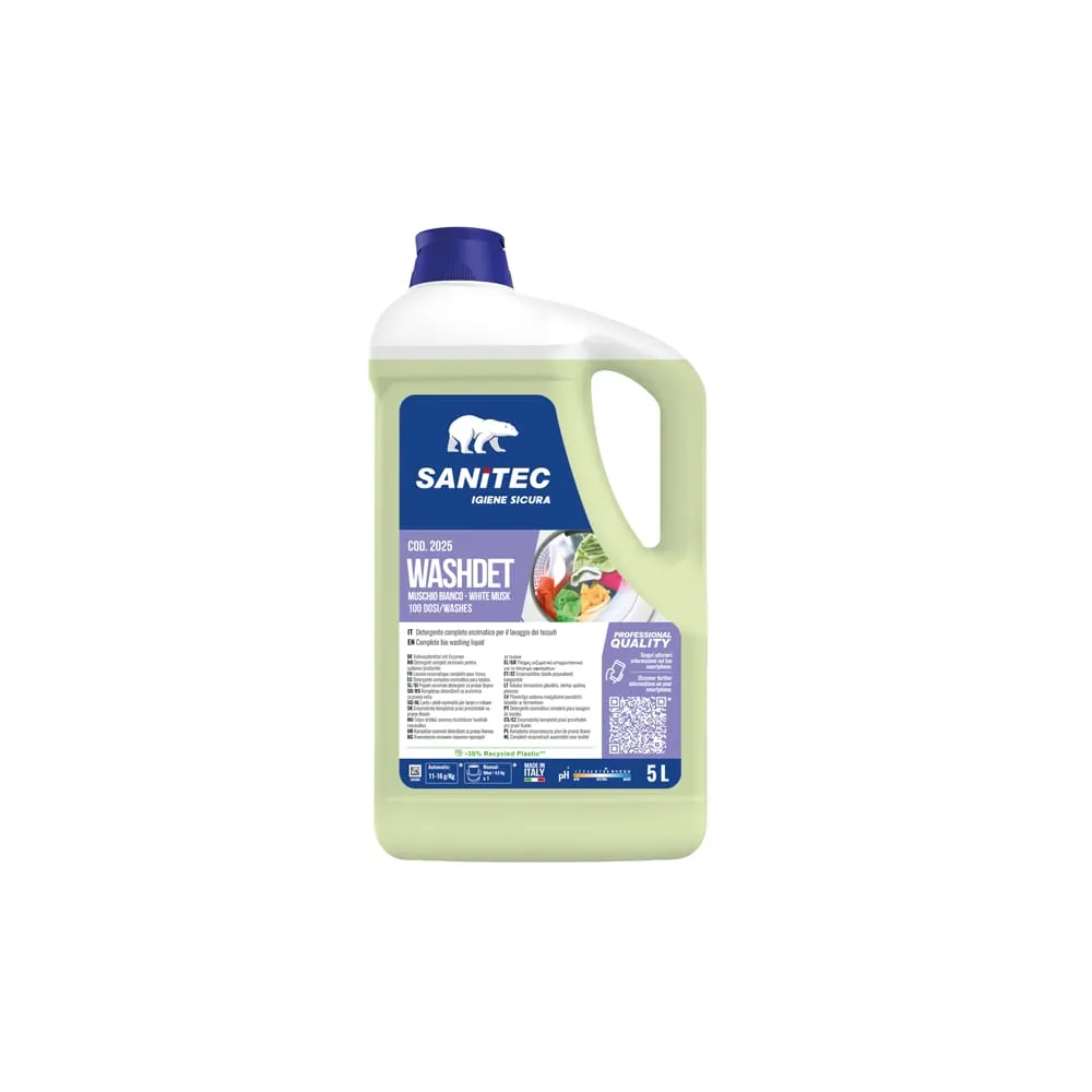 Detersivo liquido Lavatrice Washdet Muschio  Bianco- 5 L - Sanitec