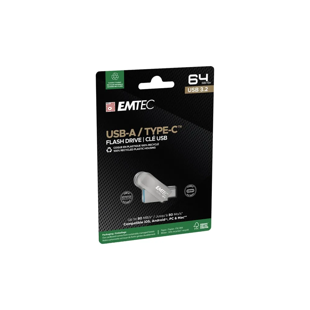 Emtec - Memoria Dual USB3.2 to Type-C - 64GB - ECMMD64GD283