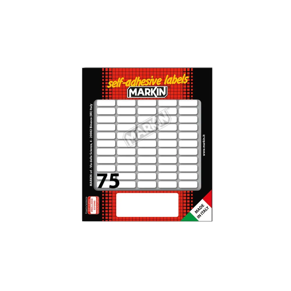 Etichette adesive - in carta - permanenti - 21 x 8 mm - 75 et/fg - 10 fogli - bianco - Markin