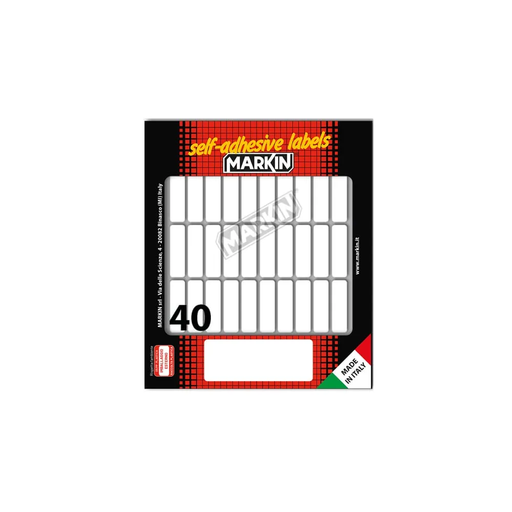 Etichette adesive - in carta - permanenti - 34 x 10 mm - 40 et/fg - 10 fogli - bianco - Markin