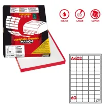 Etichette adesive A/402 - in carta - permanenti - 37,5 x 23,5 mm - 60 et/fg - 100 fogli - bianco - angoli tondi - Markin