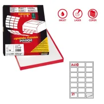 Etichette adesive A/410 - in carta - permanenti - 63,5 x 38,1 mm - 21 et/fg - 100 fogli - bianco - angoli tondi - Markin