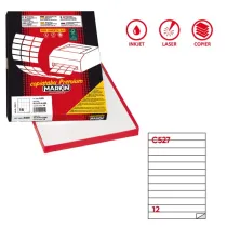 Etichette adesive C/527 - in carta - permanenti - 210 x 24,75 mm - 12 et/fg - 100 fogli - bianco - Markin