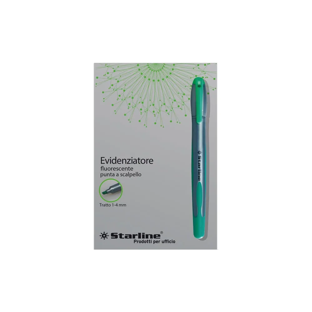 Evidenziatore a penna - punta scalpello - tratto da 1,0-4,0mm - verde - Starline