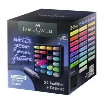 Evidenziatore Textliner 46 - punta a scalpello - tratto 1,0-3,0-5,0 mm - colori assortiti - Faber-Castell - deskset 24 pezzi