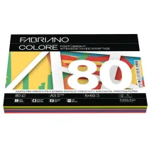 FabrianoColore - A3 - 80 gr - mix 5 colori forti - Fabriano - conf. 250 fogli