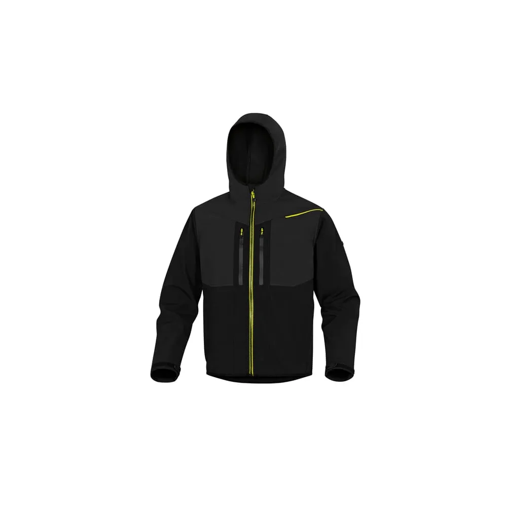 Giacca Softshell Horten - tessuto Softshell/poliestere/elastan - con cappuccio - taglia XL - nero/giallo - Deltaplus