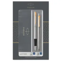 Gift Set DUO - Jotter stainless steel GT sfera + stilografica - punta media - Parker