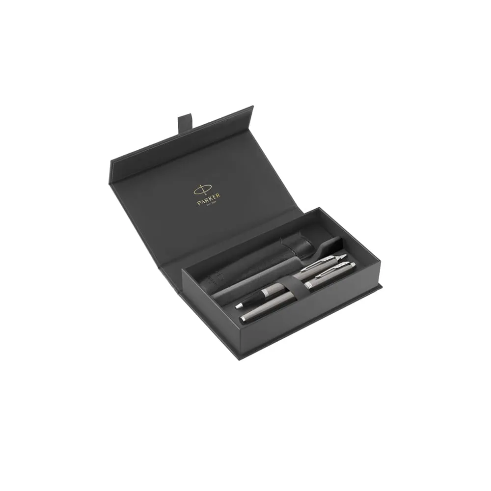 Gift Set IM Stainless Steel Edition CT - sfera + stilografica - punta media - acciaio - Parker