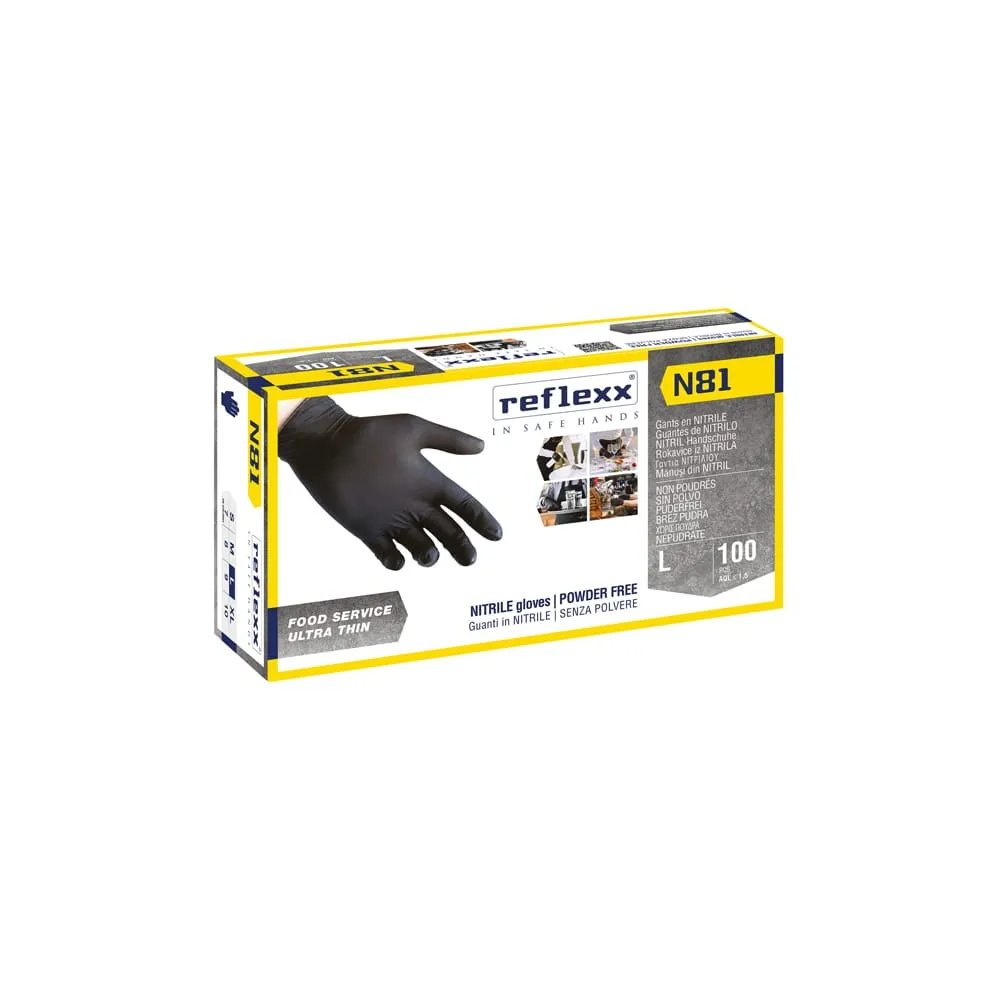 Guanti in nitrile N81 - tg L - nero - Reflexx - conf. 100 pezzi