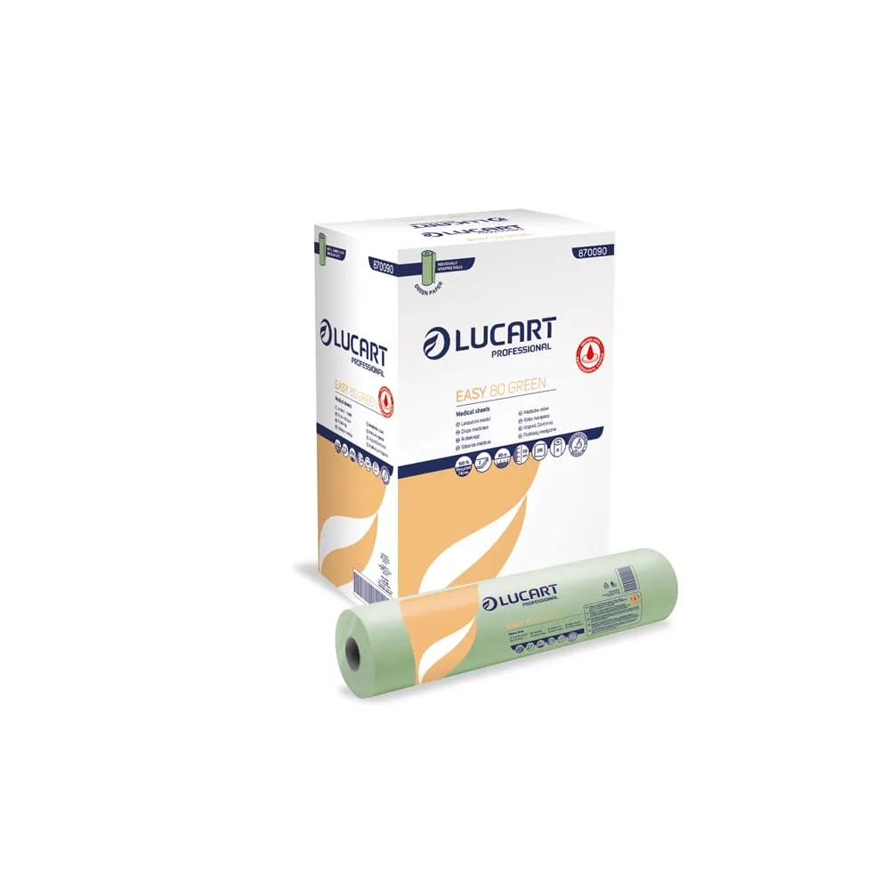 Lenzuolino medico Easy 80 Green - diametro 14 cm - 59 cm x 80 mt - Lucart