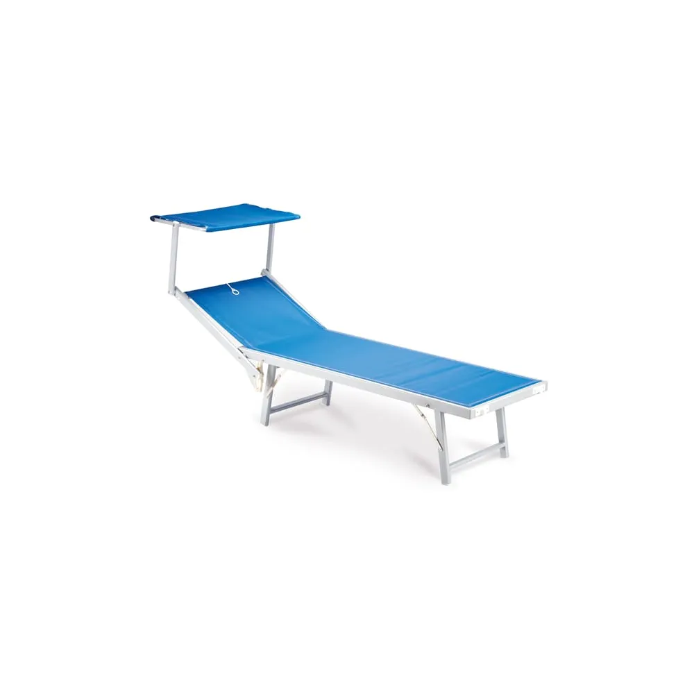 Lettino con copertura Ibiza - 36 x 186 x 59 cm - alluminio/texilene - blu - Garden Friend