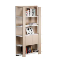 Libreria alta Concept - 5 ripiani - 100 x 38,6 x 198 cm - bianco/rovere