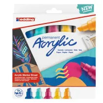 Marcatore permanente acrilico 5000 - punta scalpello - da 5 a 10 mm - colori assortiti Broad Abstract - Edding - conf. 5 pezzi