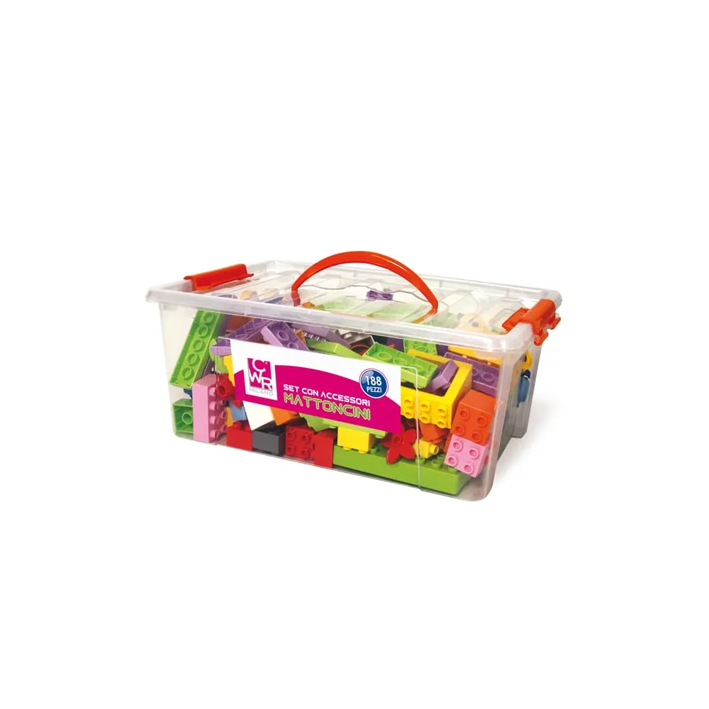 Mattoncini e accessori Midi da costruzione - in ABS - colori assortiti - CWR - bauletto da 188 pezzi