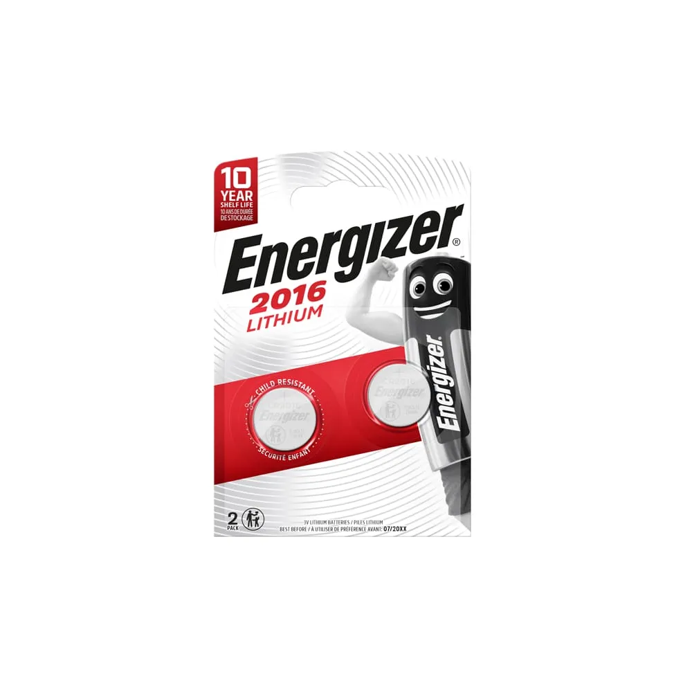 Micropila CR2016 - 3V - a pastiglia - Lithium - Energizer - blister 2 pezzi