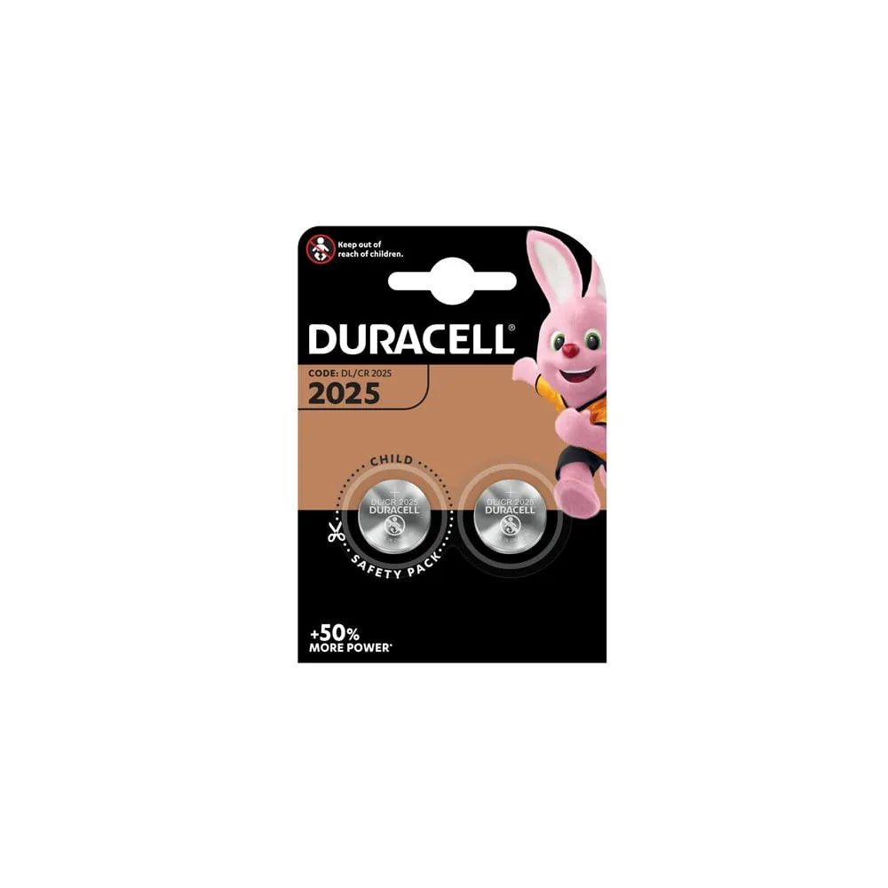 Micropila CR2025 - 3V - a pastiglia - litio - Duracell - blister 2 pezzi