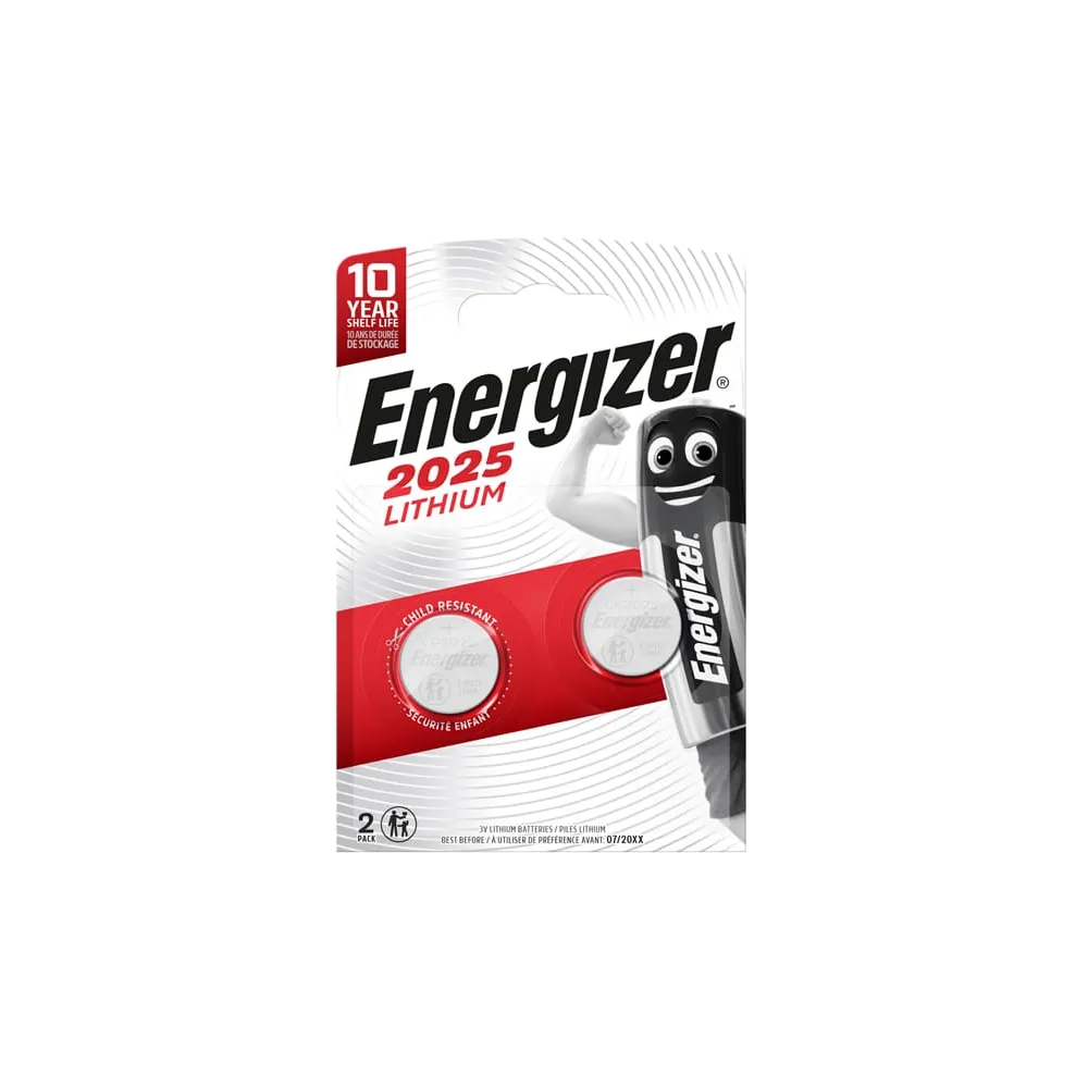 Micropila CR2025 - 3V - a pastiglia - litio - Energizer - blister 2 pezzi