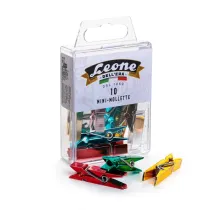 Mini mollette Leone Color - colori metallizzati assortiti - Leone - conf. 10 pezzi