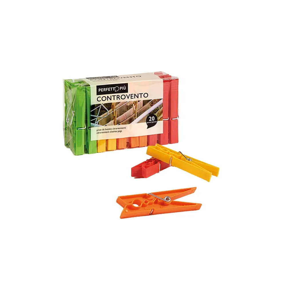 Mollette biancheria Controvento Colours - colori assortiti - Perfetto - conf. 20 pezzi