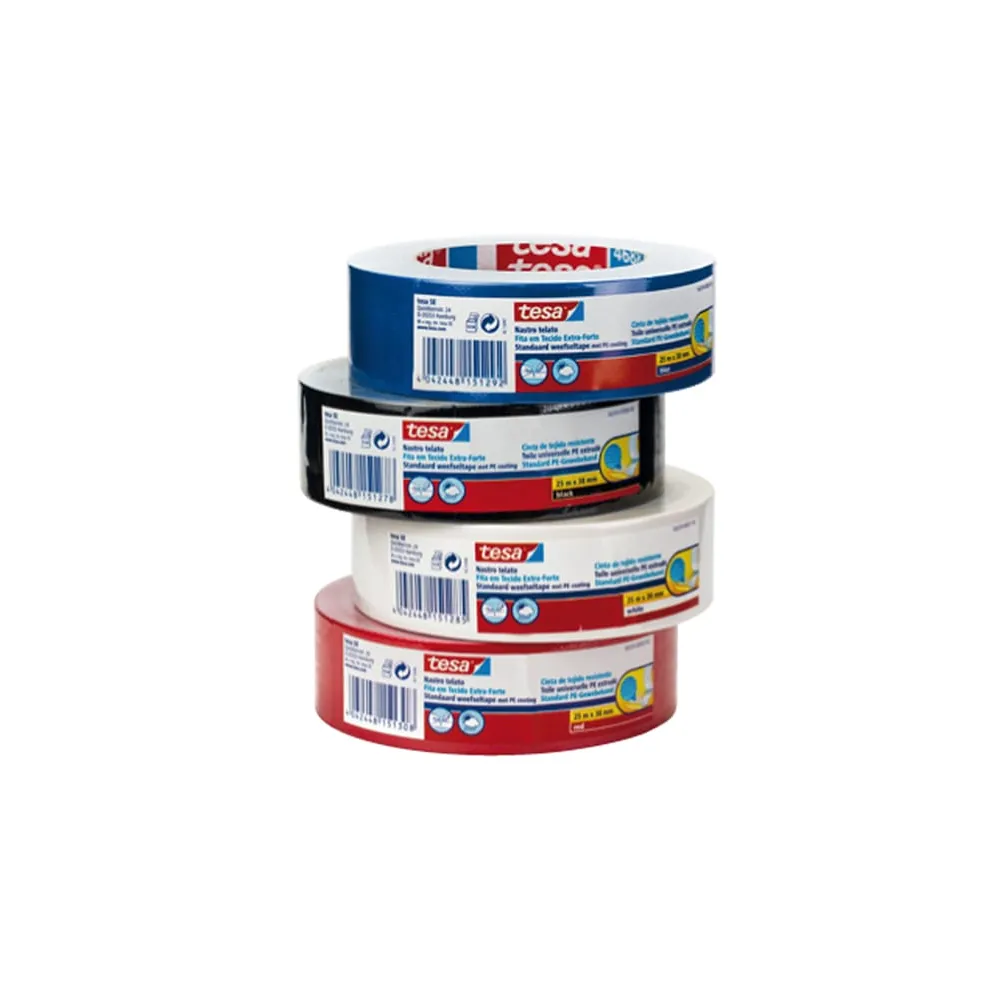 Nastro adesivo telato - 38 mm x 25 m - tela plastificata - rosso - Tesa