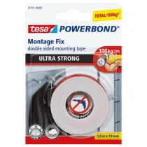 Nastro biadesivo Powerbond Ultra Strong - 19 mm x 1,5 m - acrilico - bianco - Tesa