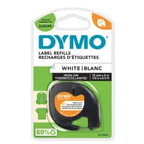 Nastro Letratag - 12 mm x 2 mt - bianco - termoadesivo - Dymo