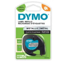 Nastro Letratag 912080 - 12 mm x 4 mt - metallo - argento - Dymo