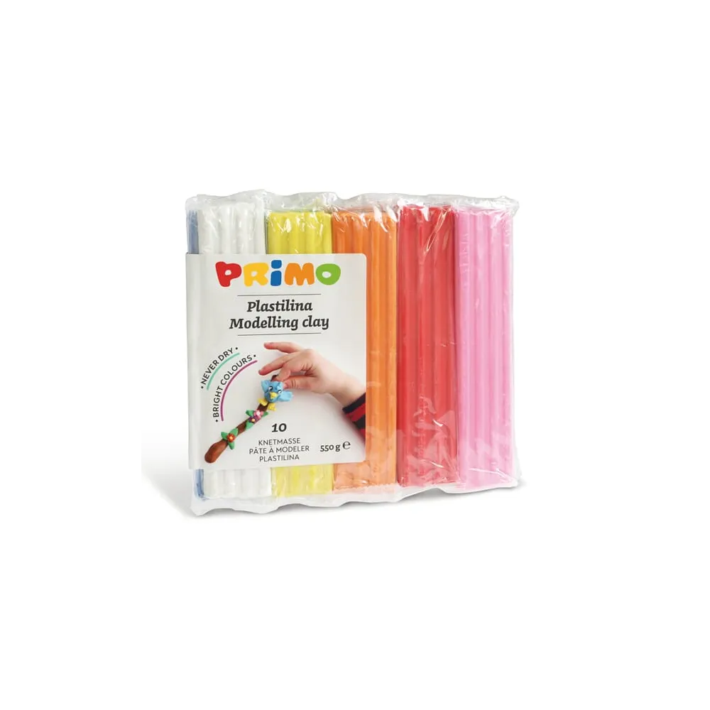 Panetto plastilina - 10 colori - 55gr - Primo