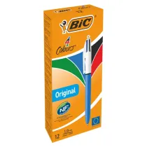 Penna a sfera a scatto  multifunzione  4 Colours Classic  - punta 1,0mm - nero, blu, rosso, verde - Bic -  conf. 12 pezzi